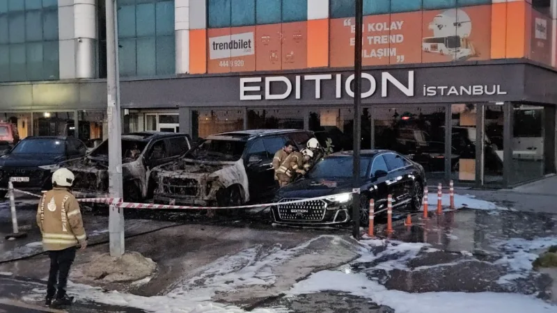 50 milyon TL'lik 4 araç çıkan yangında kül oldu